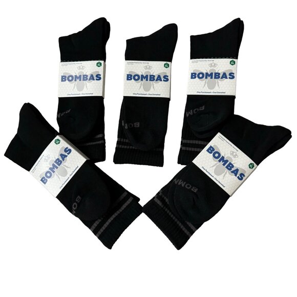Bombas midcalf socks mens size XL Black Honeycomb stay up antimicrobial X5 new - Picture 1 of 9